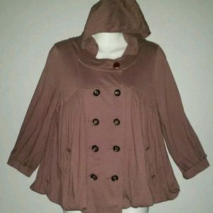 Free People Hooded Double Breasted Loose Jacket